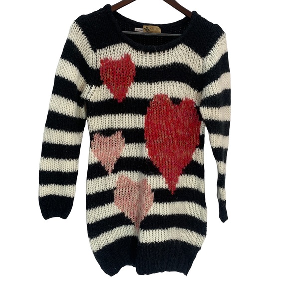 Anthropologie Katsumi Chunky Knit Striped Sweater Black/White Size M - Picture 2 of 8